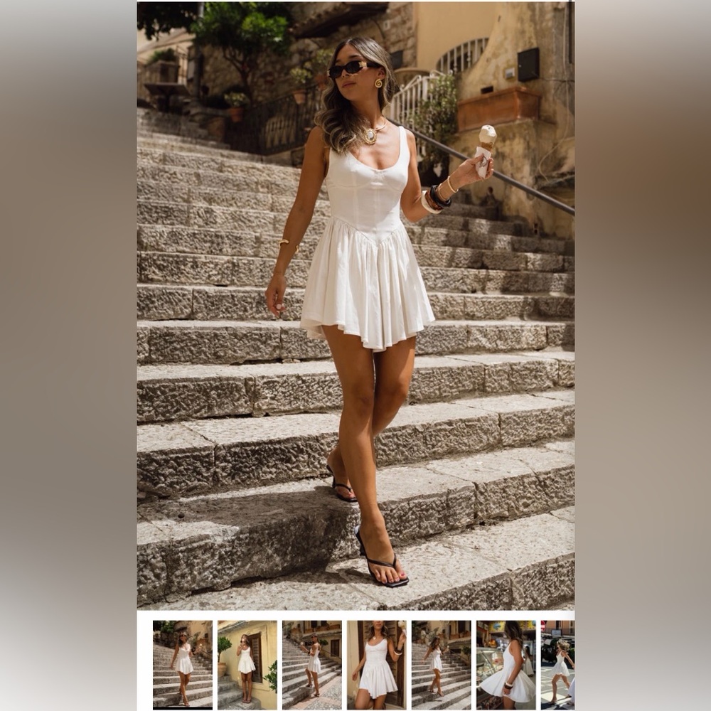 Kit White Drop Waist Mini Dress